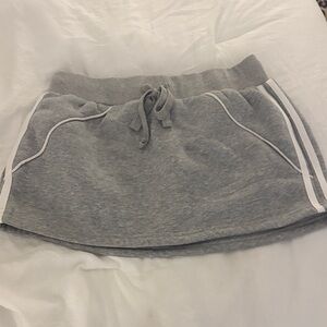 Chic Gray Mini Skirt with White Trim